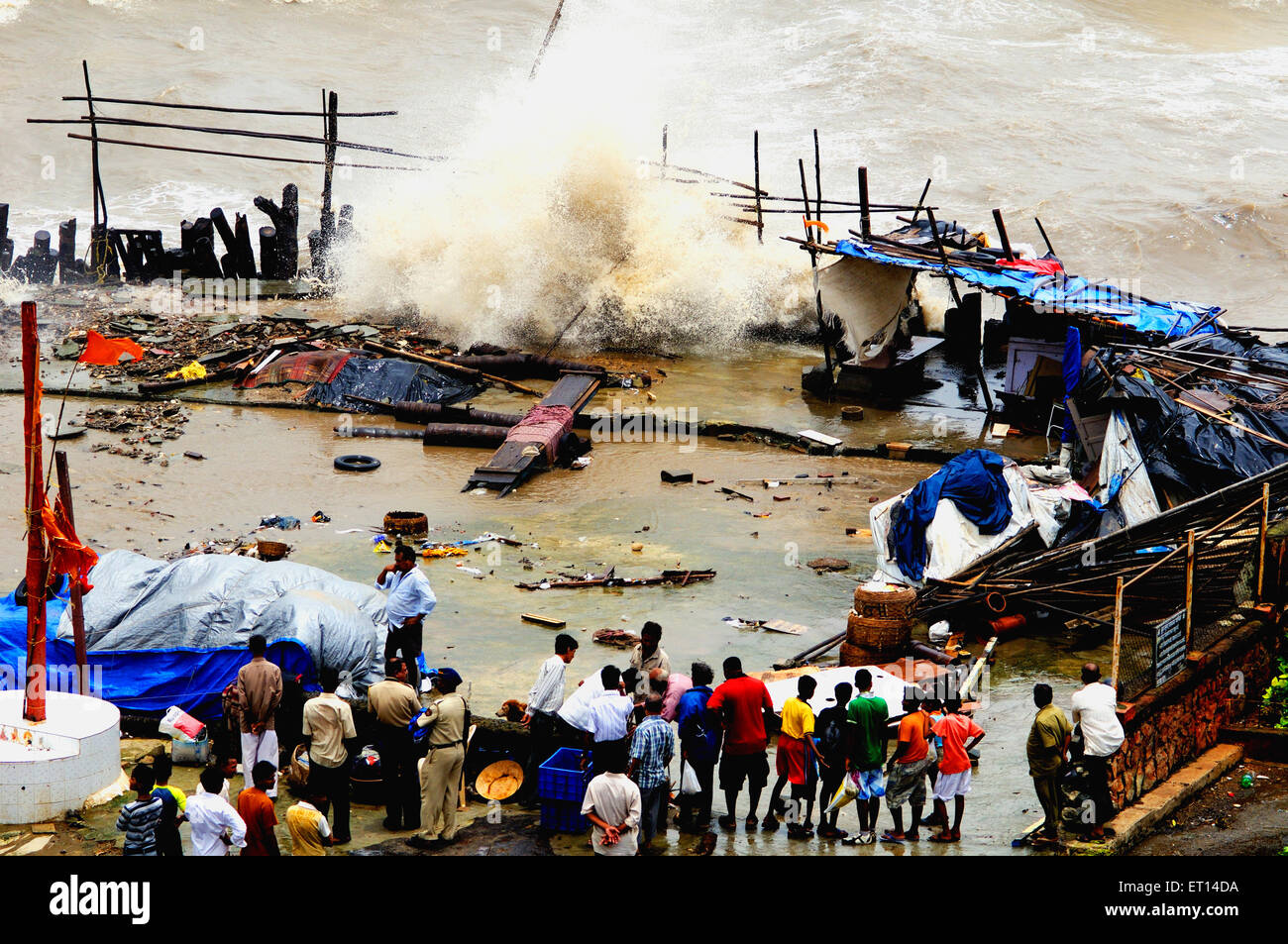 Monsoon high tide mumbai India Stock Photo