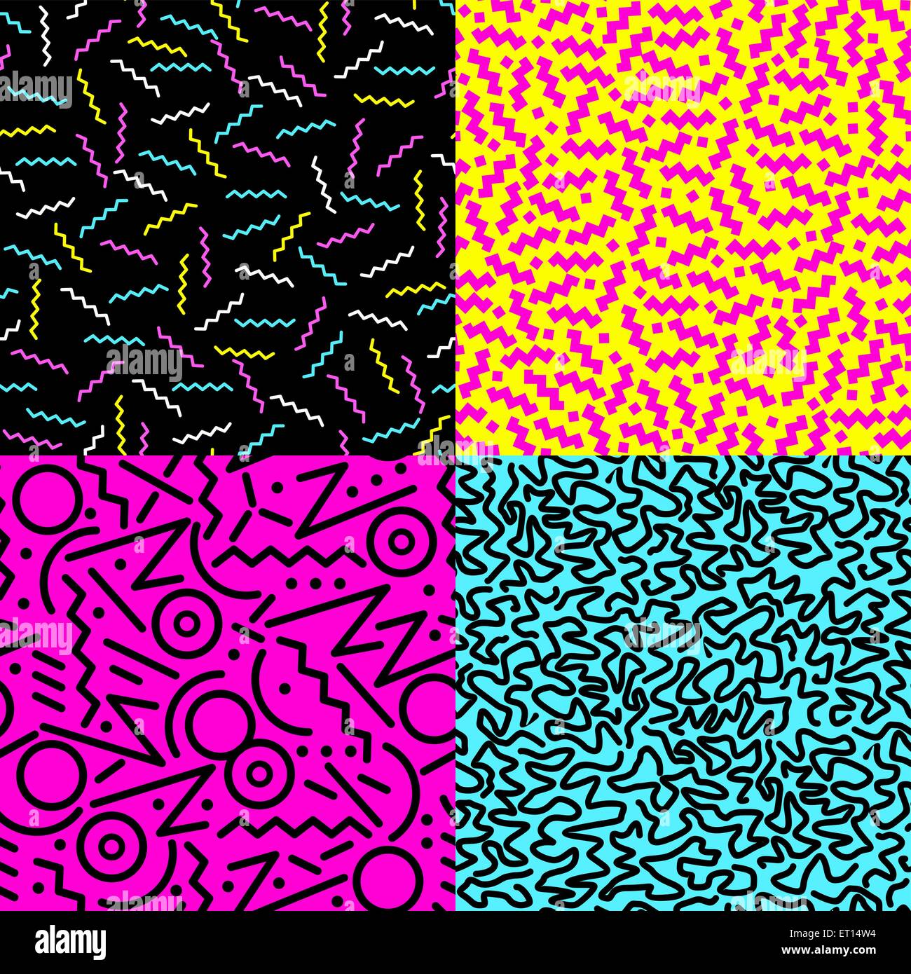 Set of retro vintage 80s fashion style seamless pattern illustration background. Ideal for fabric design paper print and web Stock Vector Image Art Alamy