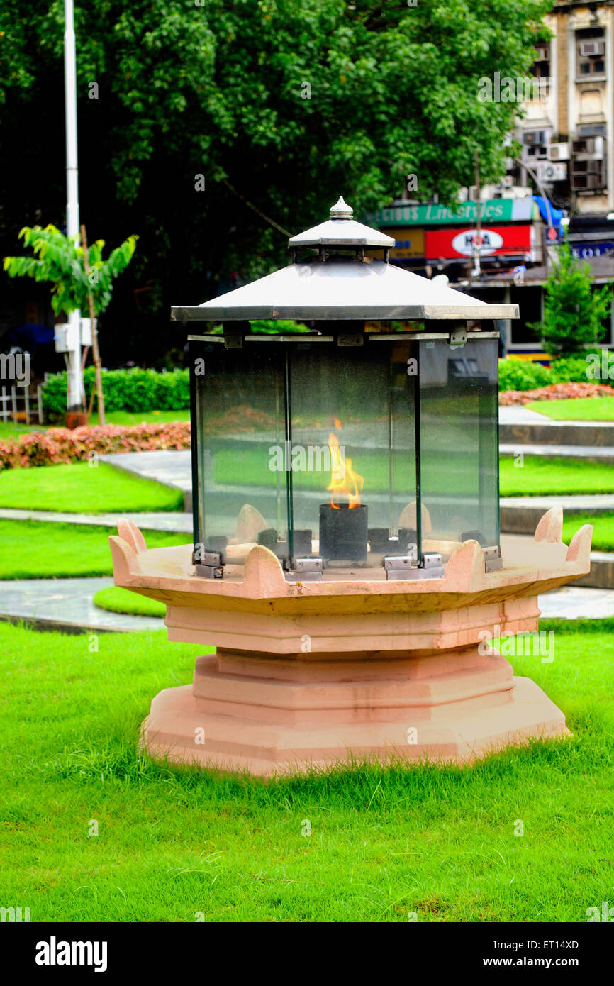 Amar Jyoti at Flora Fountain ; Hutatma Chowk ; Bombay ; Mumbai ; Maharashtra ; India Stock Photo