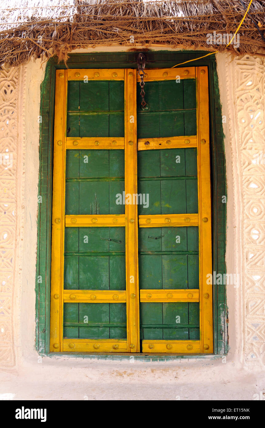 Door of house ; Gorewali ; Kutch ; Gujarat ; India Stock Photo