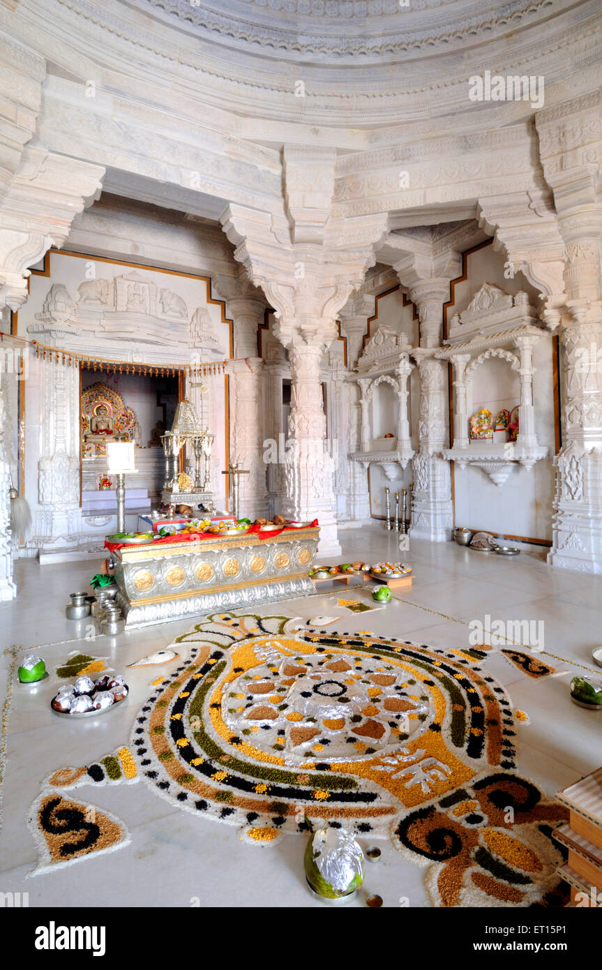 Interior of Jain temple ; Kutch ; Gujarat ; India Stock Photo