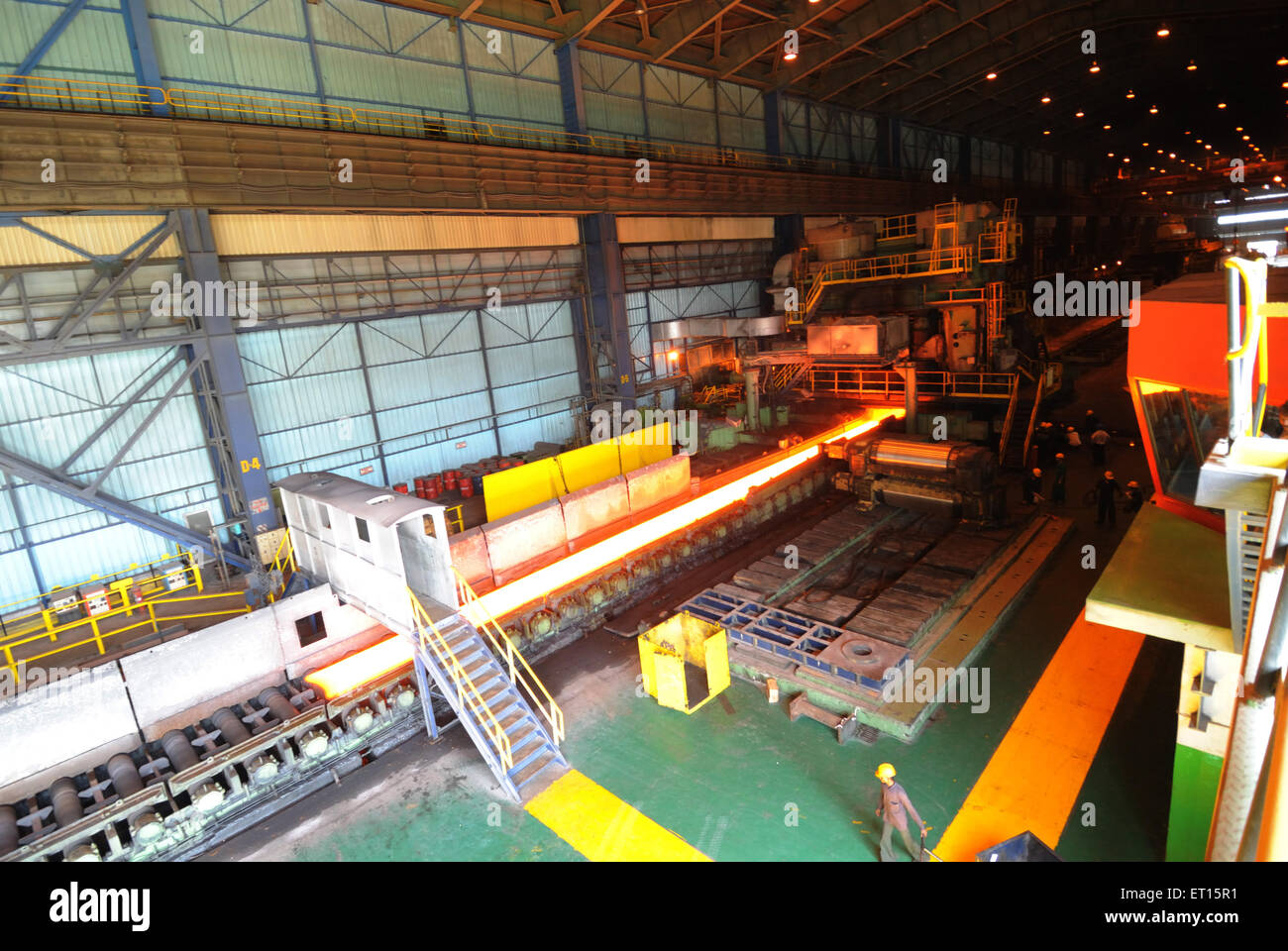 Steel plant, steel mill, steel factory, steelworks,  Essar Steel, Hazira, Surat, Gujarat, India Stock Photo