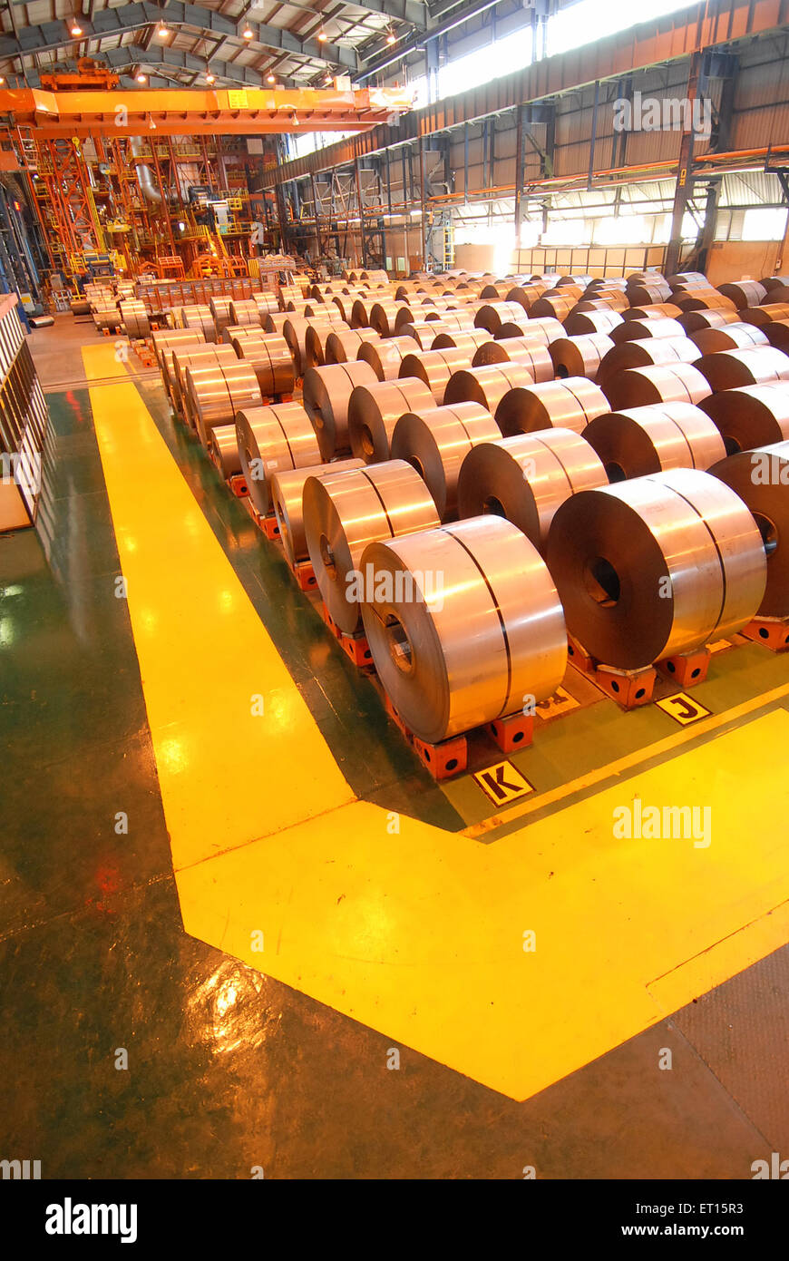 cold rolled steels coils ; Essar Steel ; Hajira Plant ; Surat ; Gujarat ; India Stock Photo