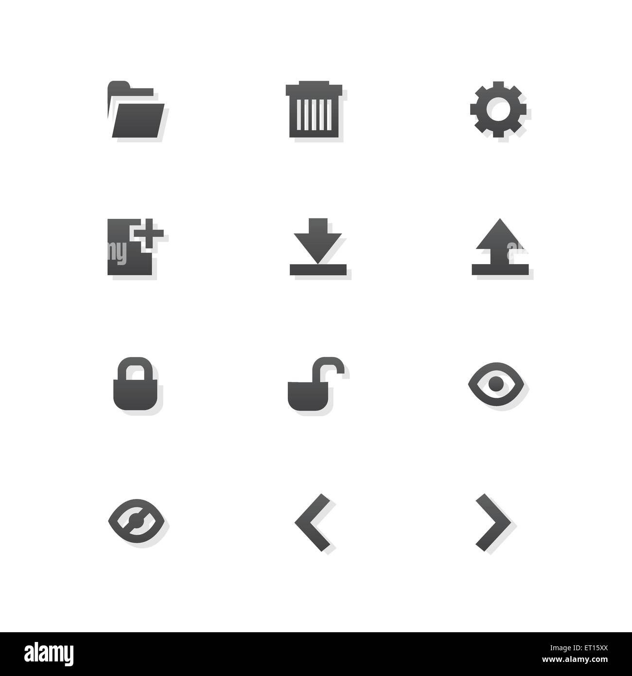 12 Grey web app graphic editor tools icons on white background. RGB EPS 10 vector icons set Stock Vector