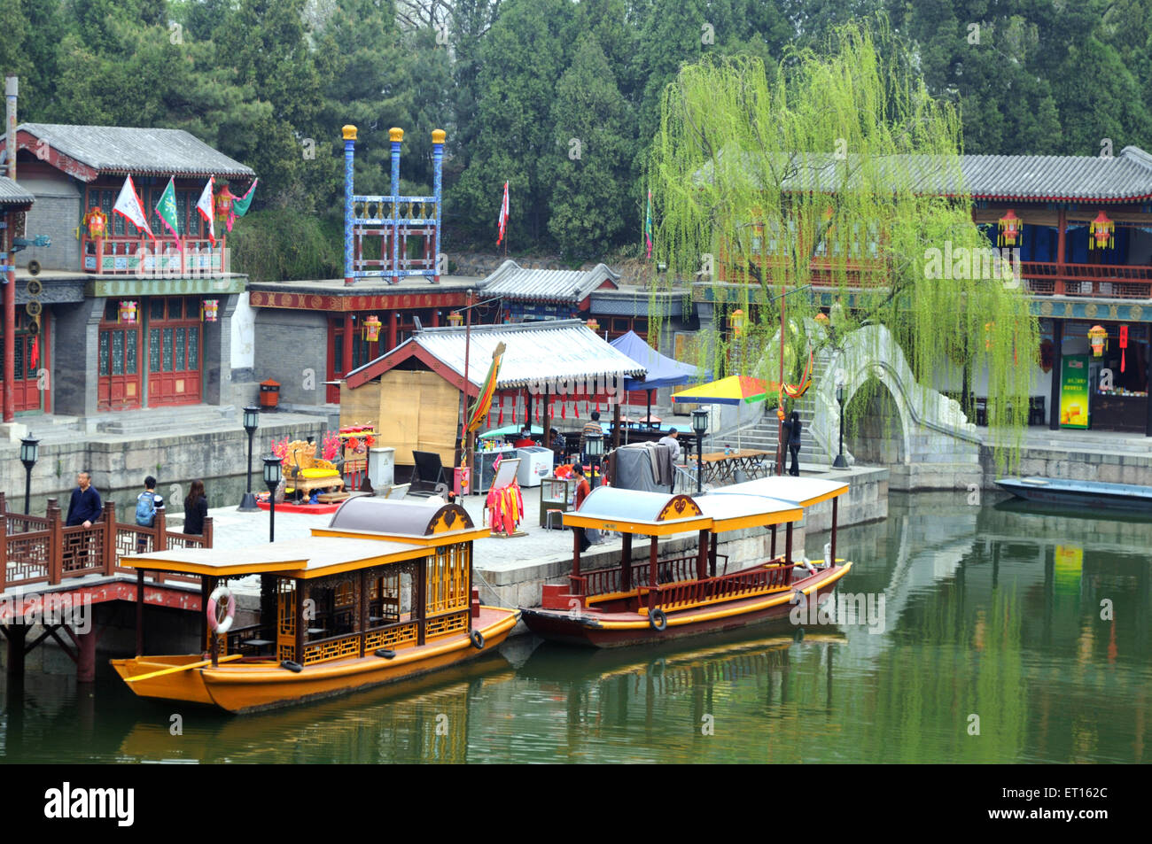 Su Zhou market street, old chinese village, Summer Palace, Imperial Garden, Haidian District,  Beijing, China, Chinese Stock Photo