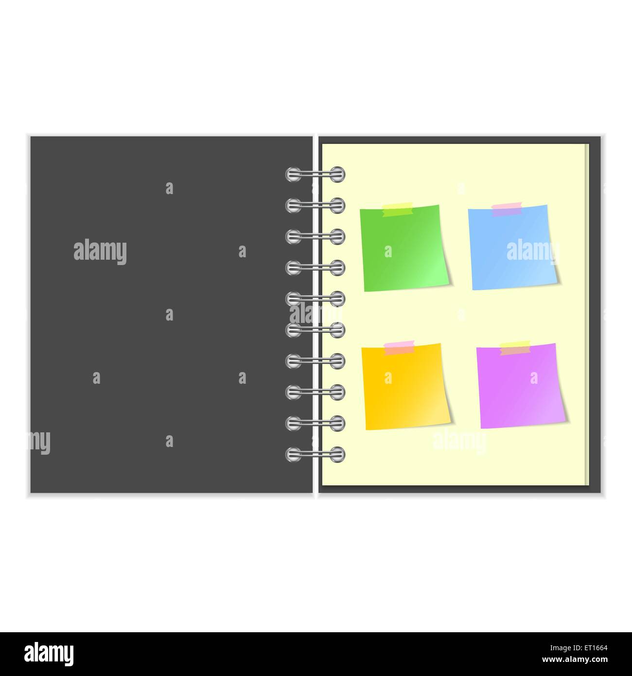 Grey Notebook Vector Open grey cover notebook with stickers Stock Vector Image & Art - Alamy
