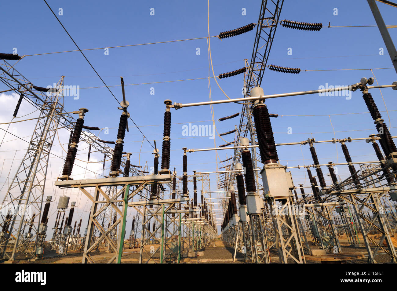 Power station switch yard ; Adani Power ; Mundra ; Kutch ; Gujarat ; India Stock Photo