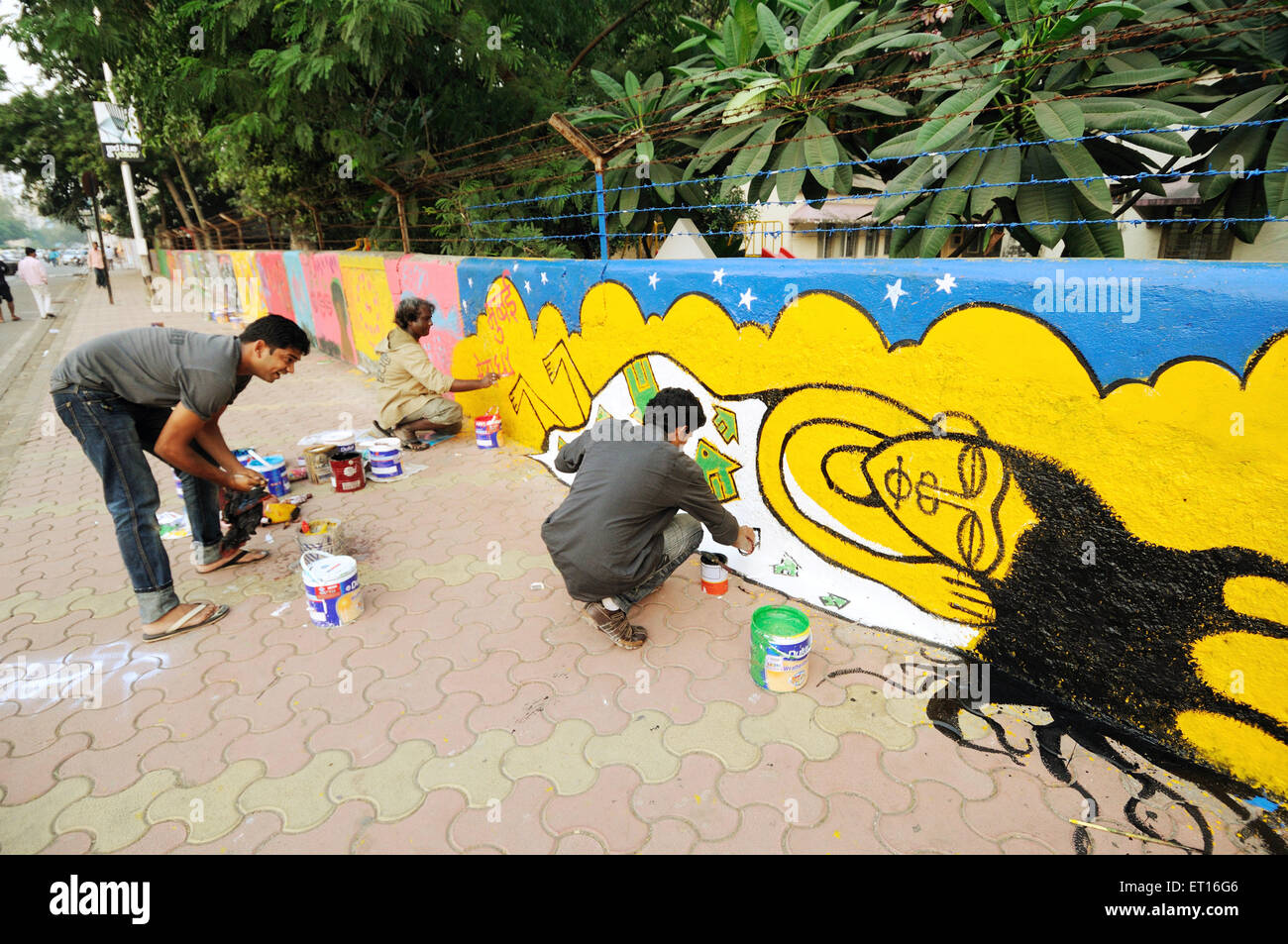 Graffiti walls at lower parel ; Bombay ; Mumbai ; Maharashtra : India NOMR Stock Photo