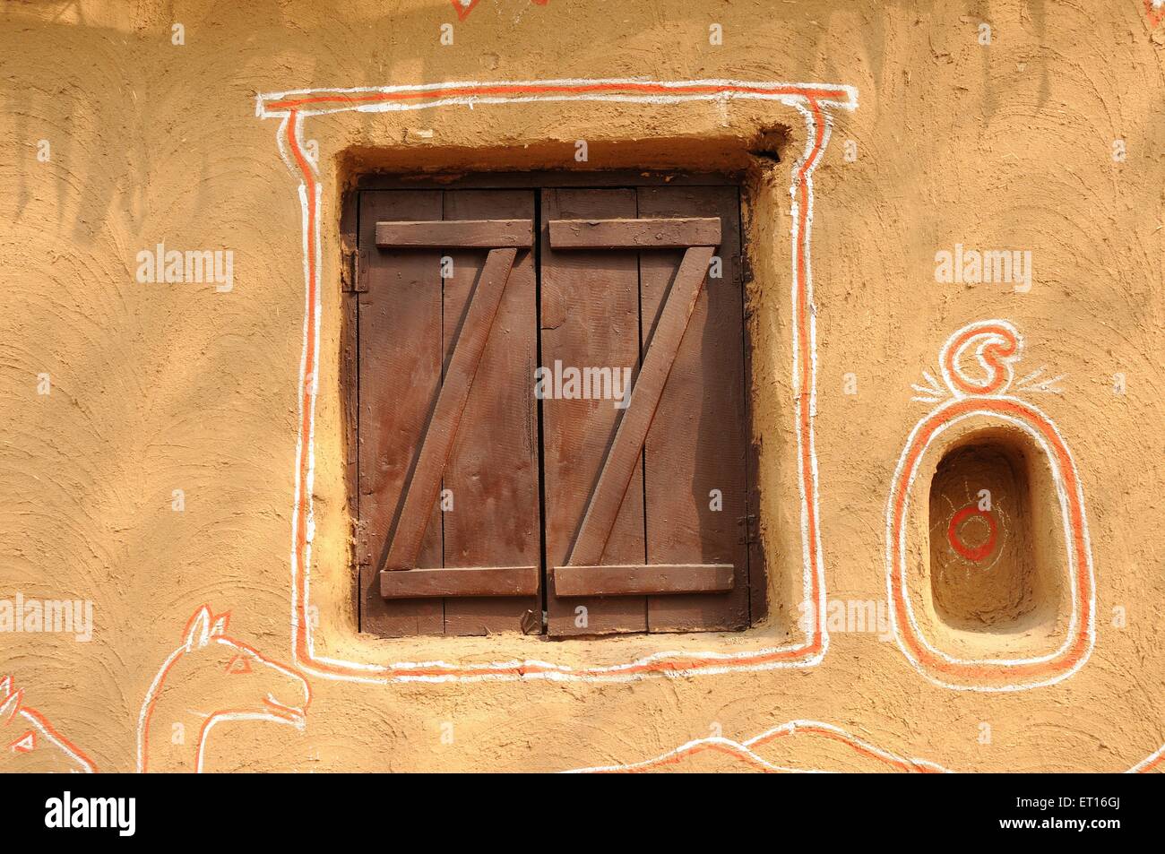 Village house window with niche ; India Stock Photo