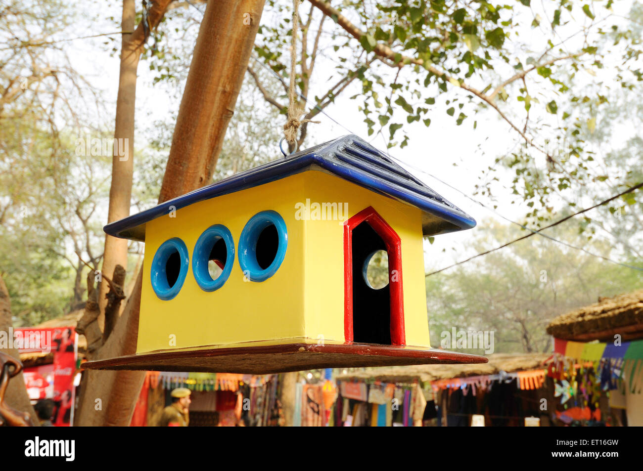 bird house, birdhouse, bird nest, sparrow house, nest box, breeding house, bird sanctuary, bird enclosure, birdcage, aviary, India Stock Photo