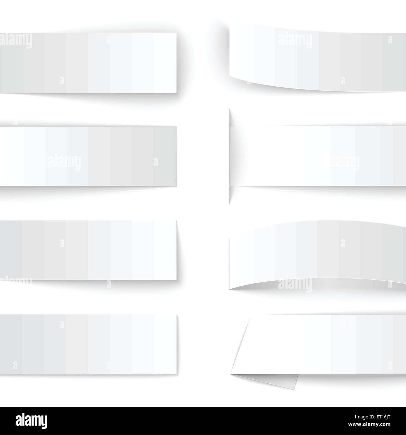 Set of blank paper banners with realistic shadows on white background ...