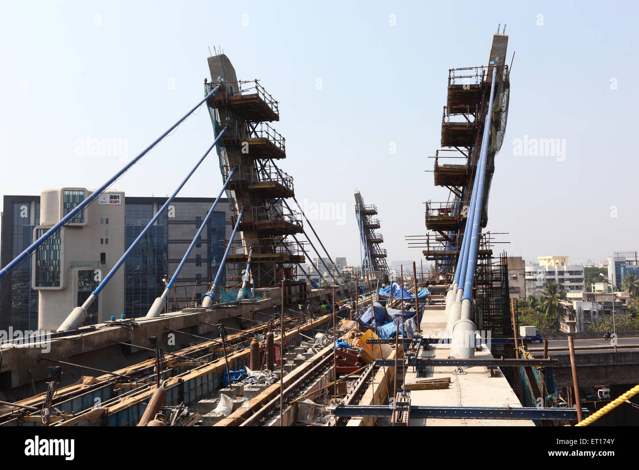 Metro Train Bridge Construction Bombay Mumbai Maharashtra India Asia Asian Indian Stock Photo