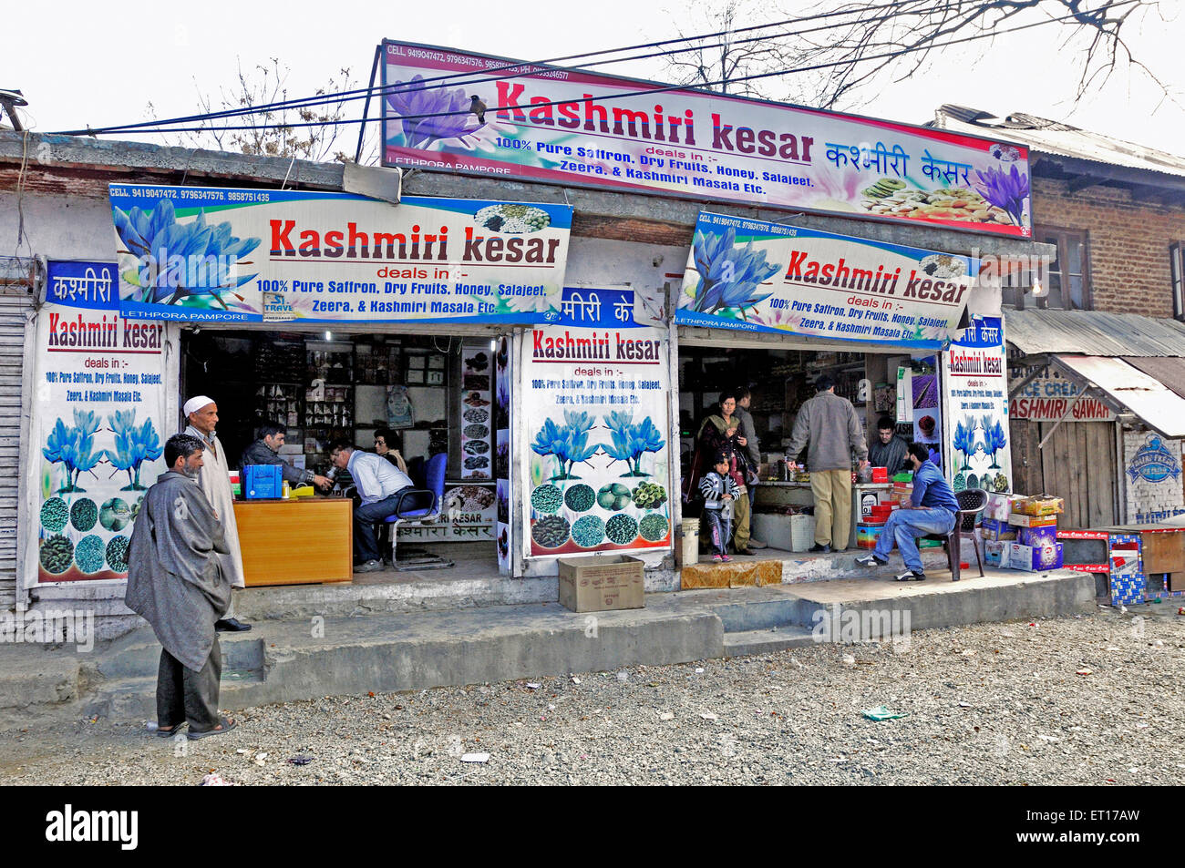 Kashmiri Saffron Kesar vendor shop Kashmir India Asia Stock Photo