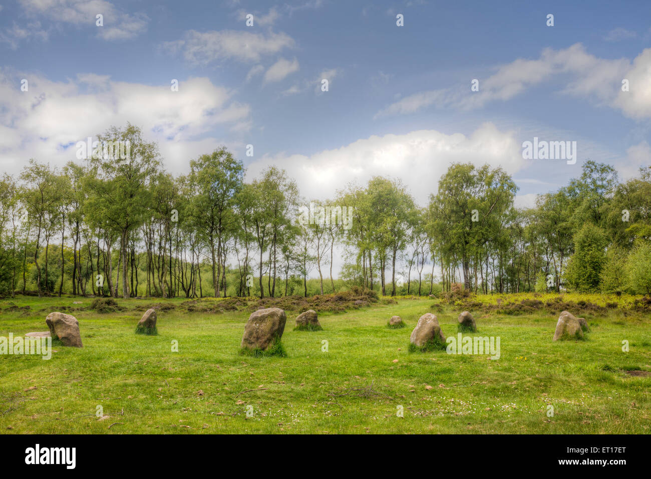 Nine Ladies Stone Circle, Stanton Moor, Derbyshire, England Stock Photo