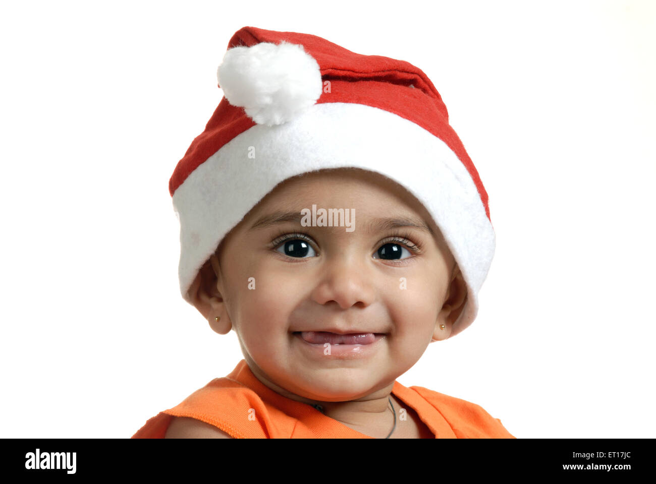 Baby Boy Santa Cap Smiling White Background Mr 152 Stock Photo Alamy