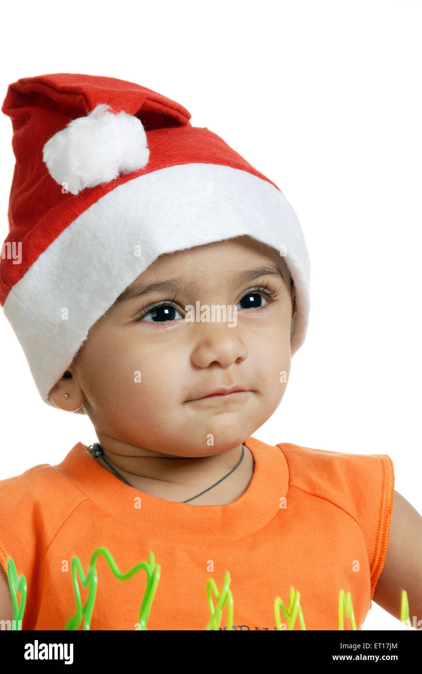 Baby wearing Santa Claus cap MR#152 Stock Photo