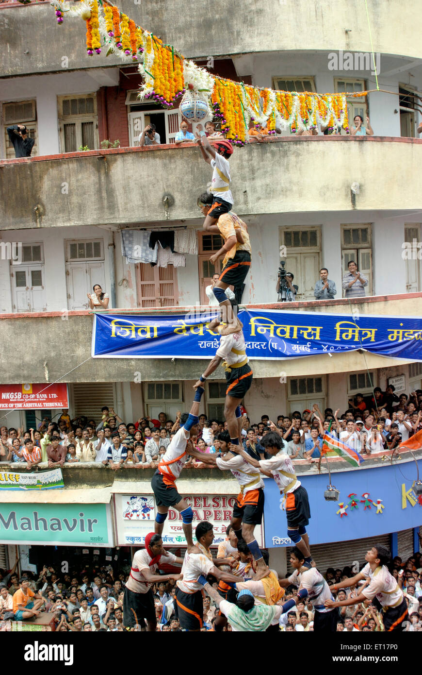 Boys trying to break dahi hundi human pyramid on janmashtami ...