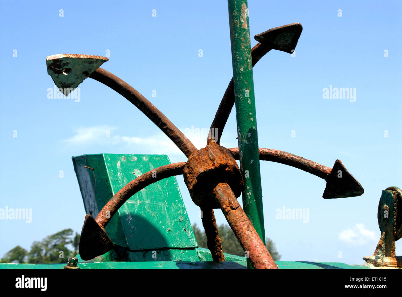 Closeup of rusted anchor on South Andaman Islands ; Bay of Bengal ; India October 2008 Stock Photo