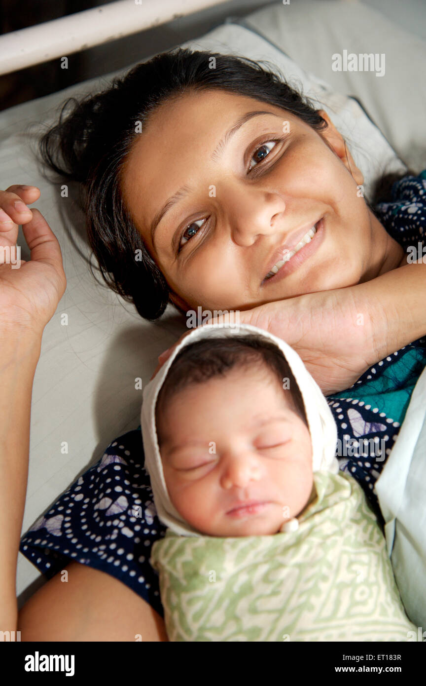 Indian mother with just born baby India MR#736K&LA Stock Photo