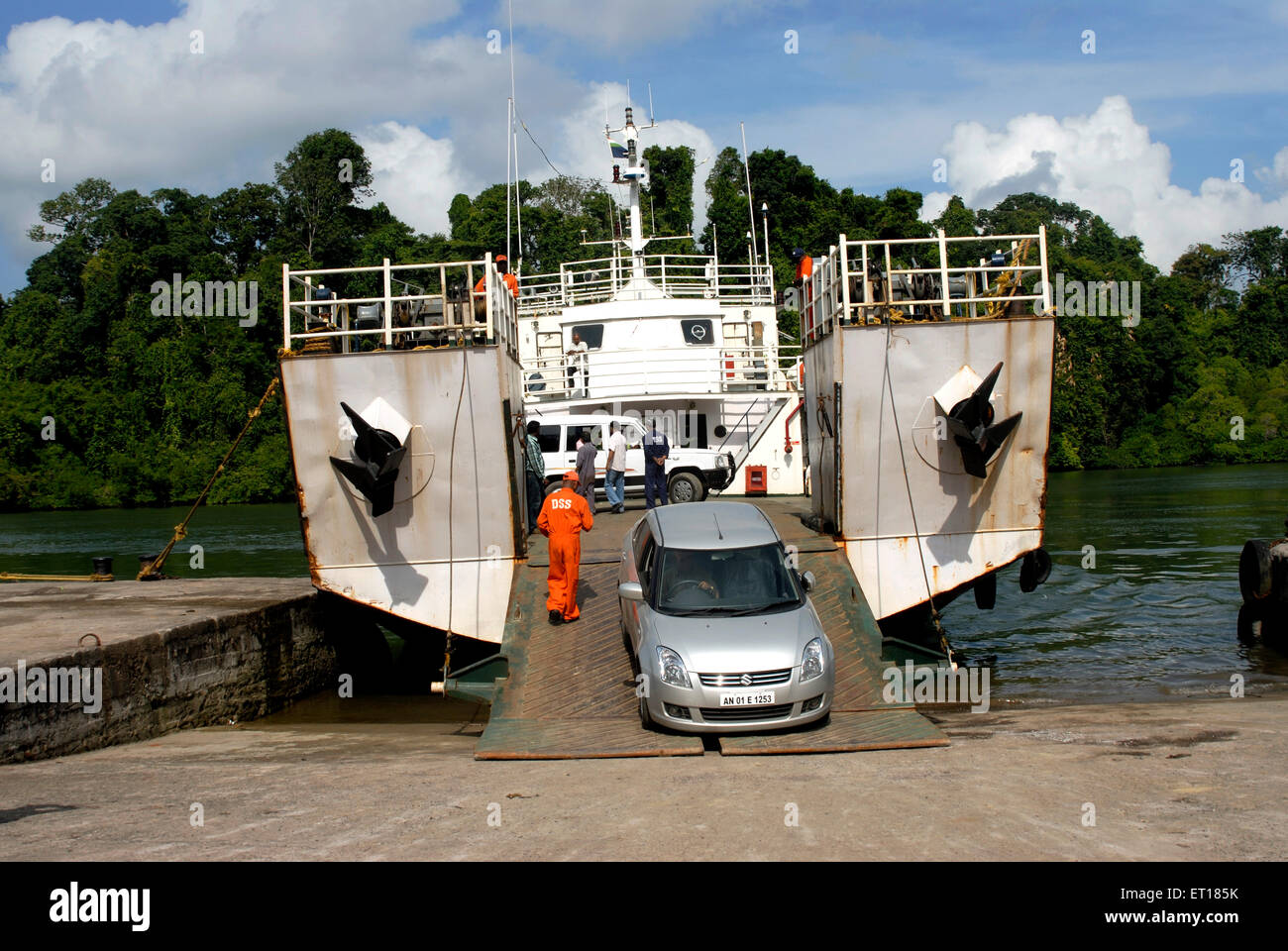 Vehicles on barge ferry boat, Port Blair, Andaman and Nicobar Islands, Union territory of India, UT, India, Asia Stock Photo