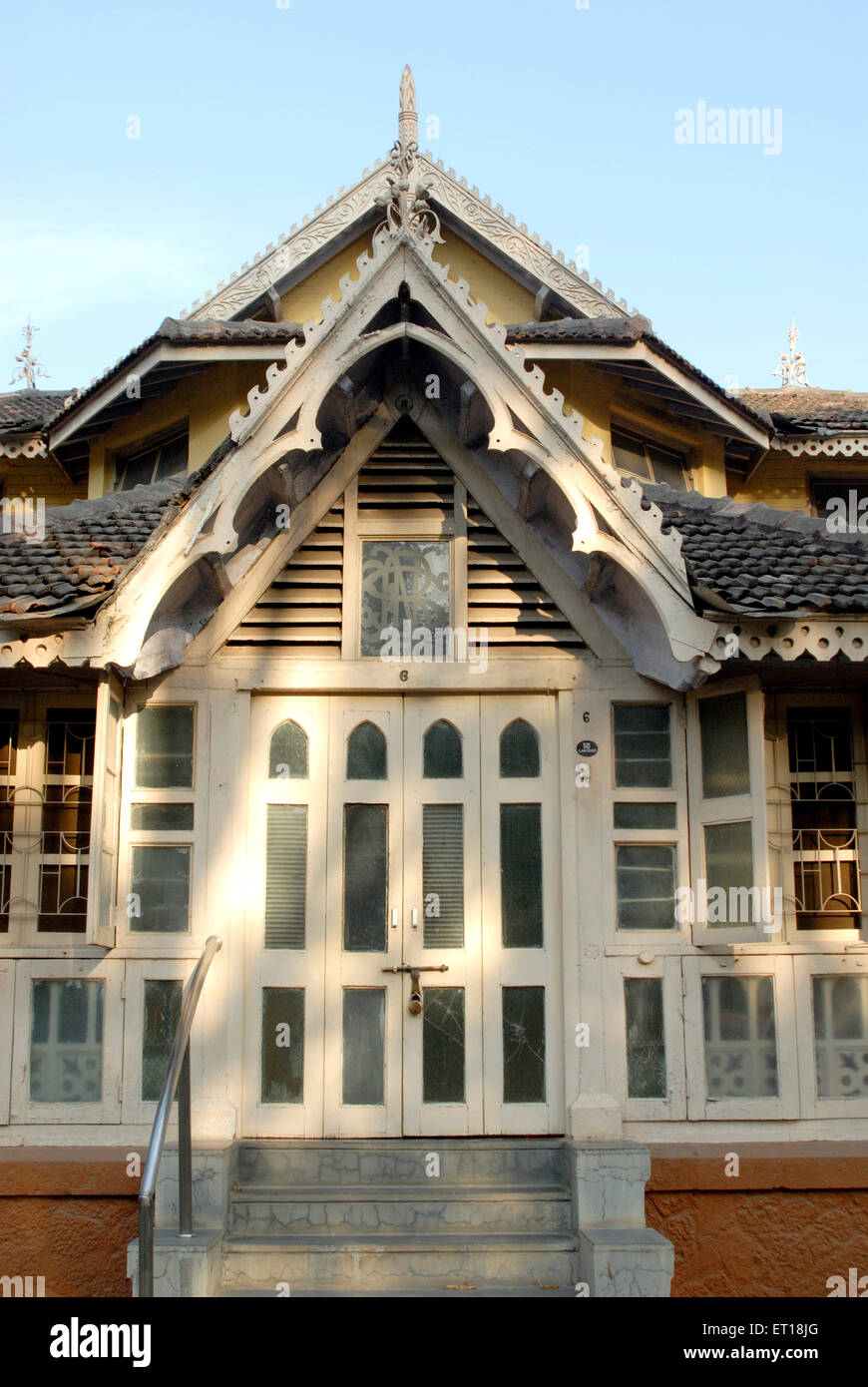 Old wooden house ; Devlali ; Maharashtra ; India November 2008 Stock Photo