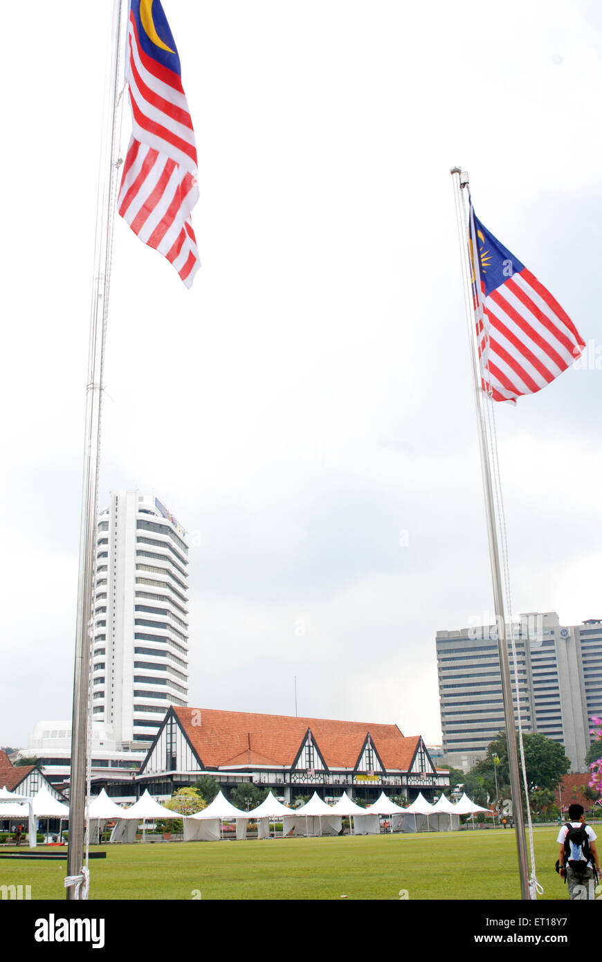 White tents in front of club building ; Malaysia Stock Photo