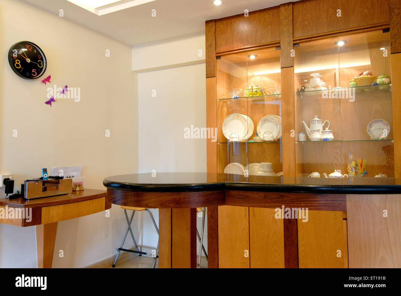Interior of living room with showcase in house Stock Photo