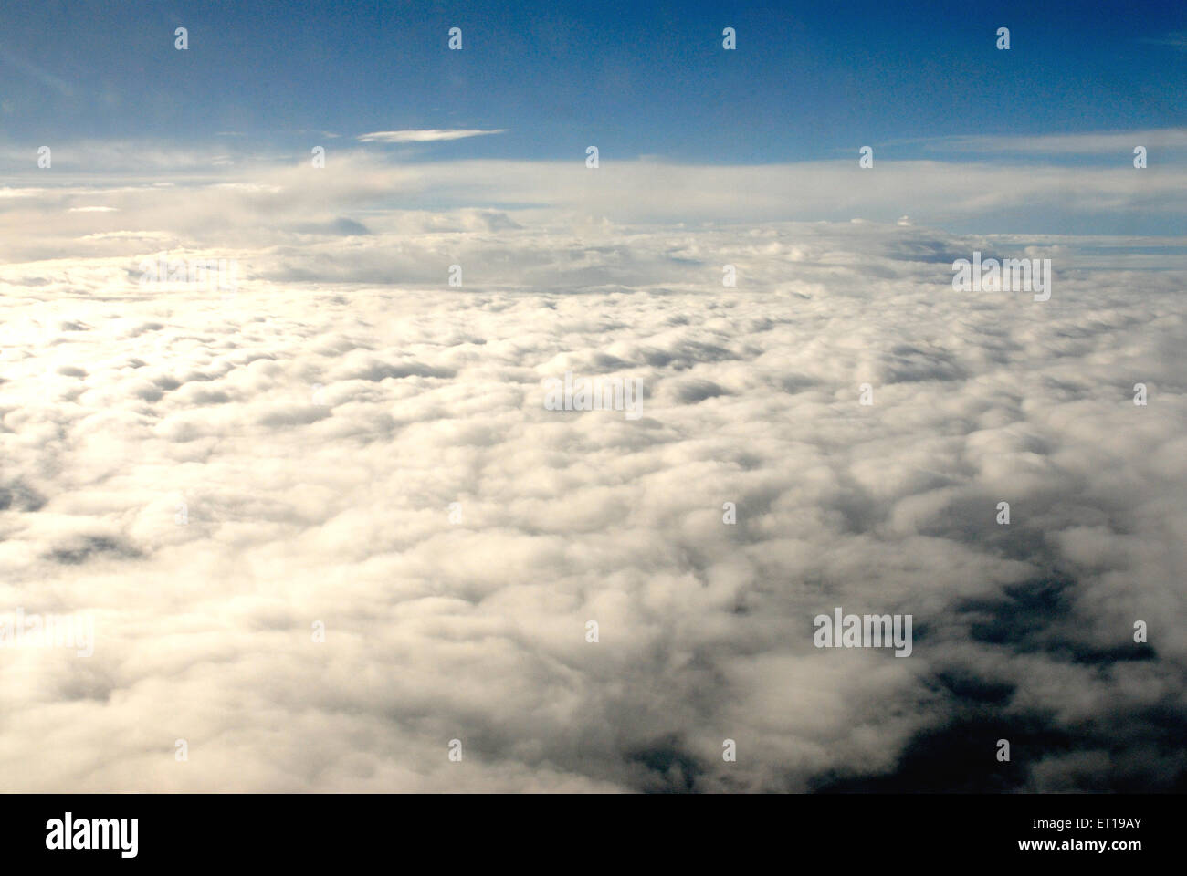 blue sky skies white cloud clouds from top aerial Stock Photo
