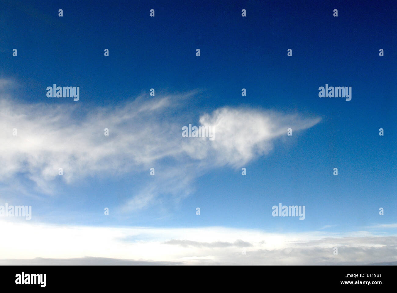 blue sky skies white cloud clouds from top aerial Stock Photo