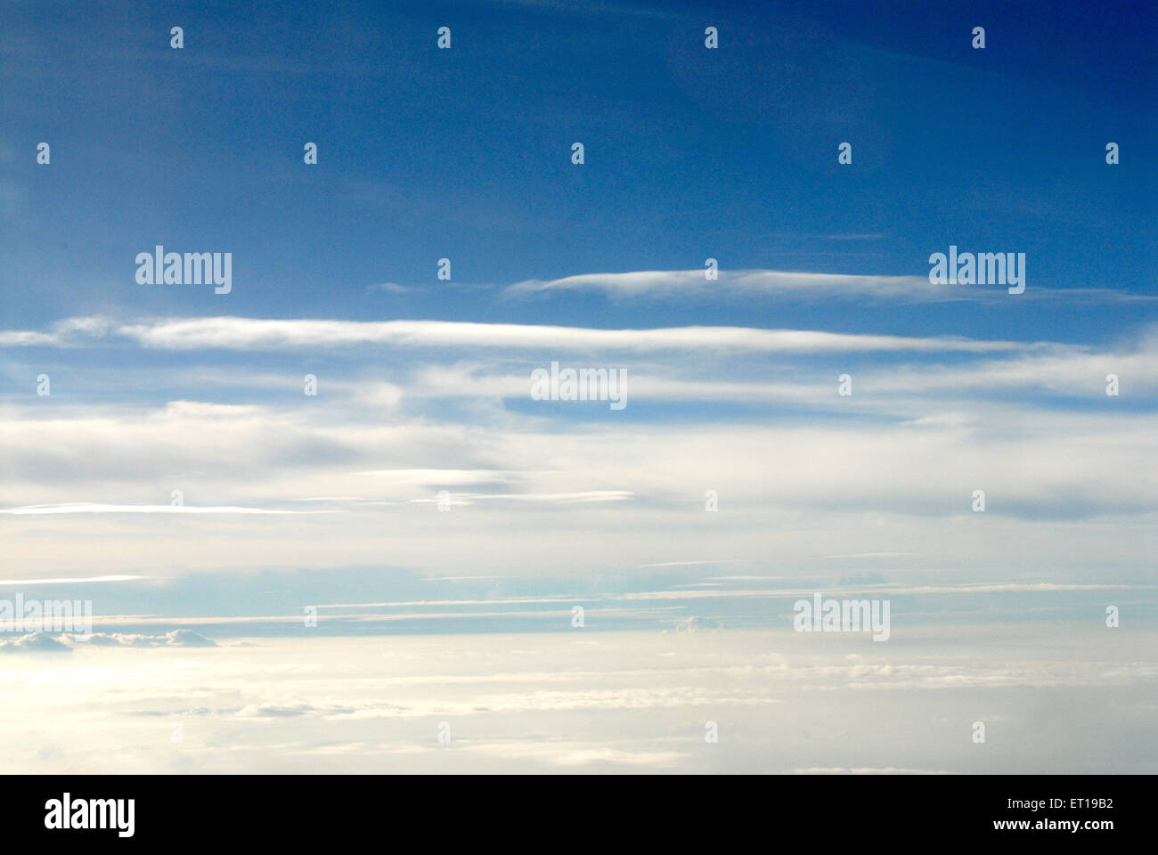 blue sky skies white cloud clouds from top aerial Stock Photo