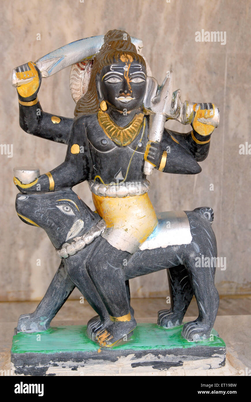 Lord Shiva idol mounted on animal Stock Photo