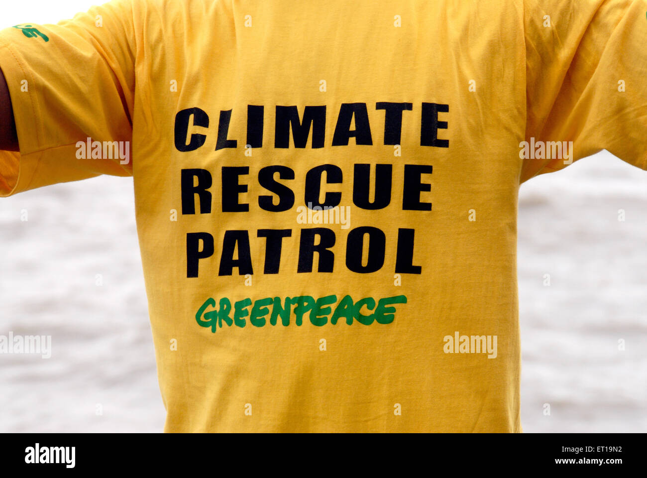 climate rescue patrol greenpeace t shirt Stock Photo