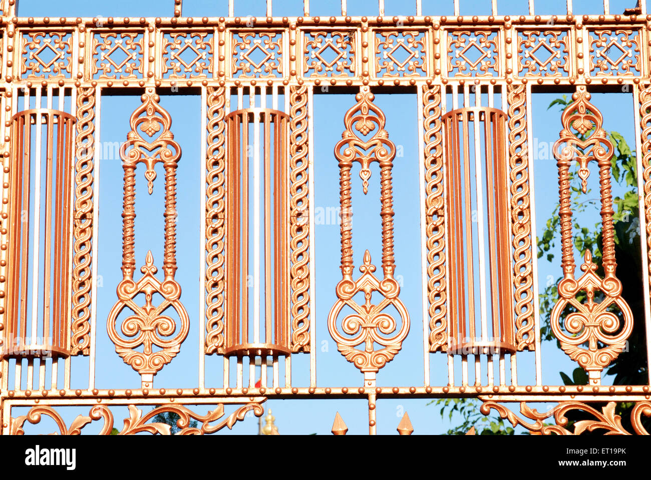 Iron gate, metal gate, wrought iron gate, cast iron gate, Amreli, Gujarat, India Stock Photo