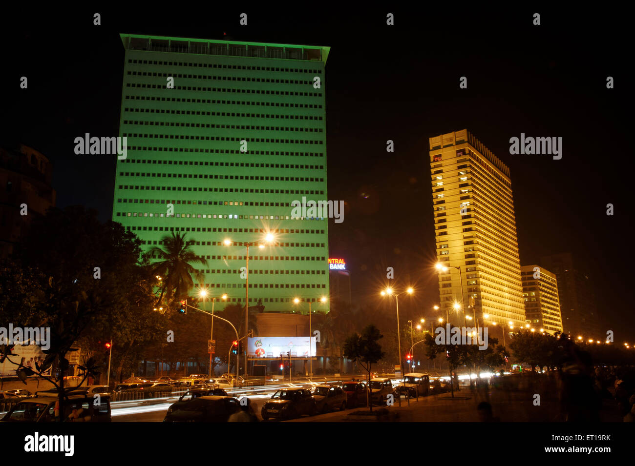 Illumination oberoi hotel and air india building mumbai Maharashtra India Asia Stock Photo
