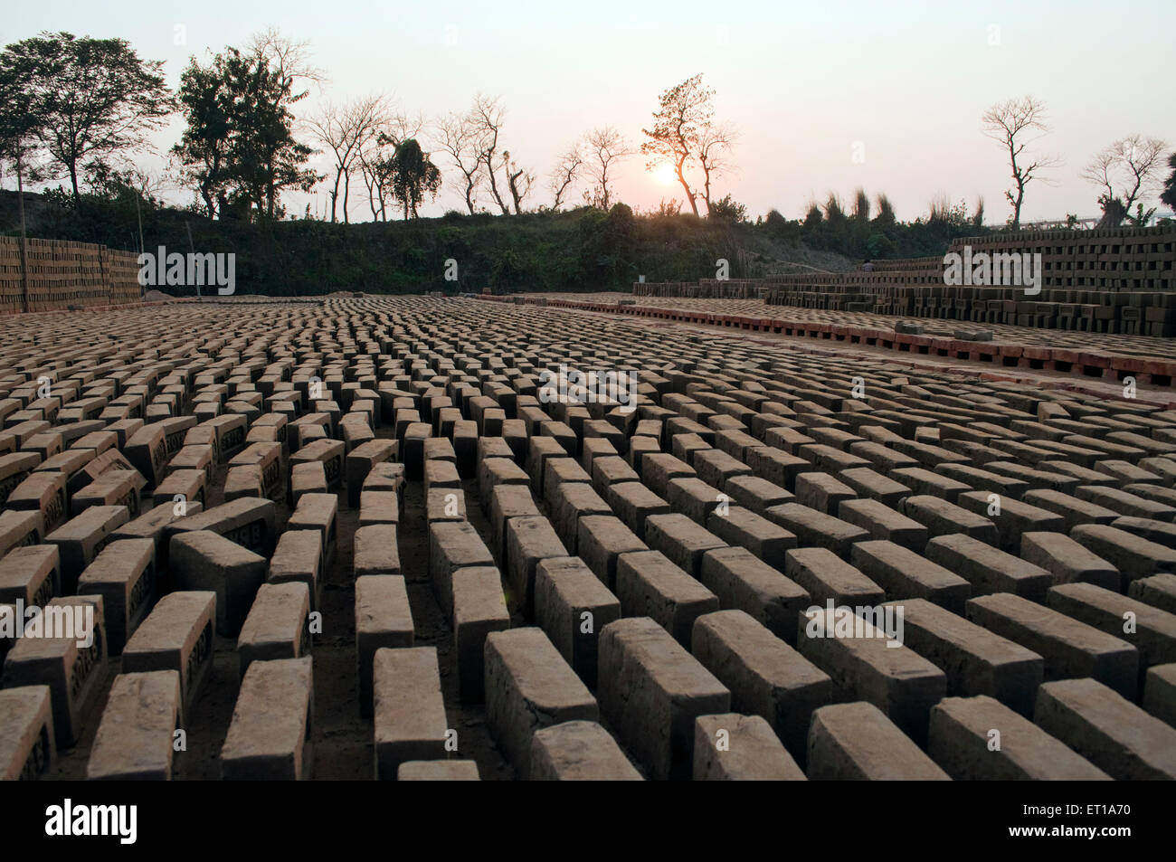 Bricks Lying at Making Place Howrah West Bengal India Asia Stock Photo