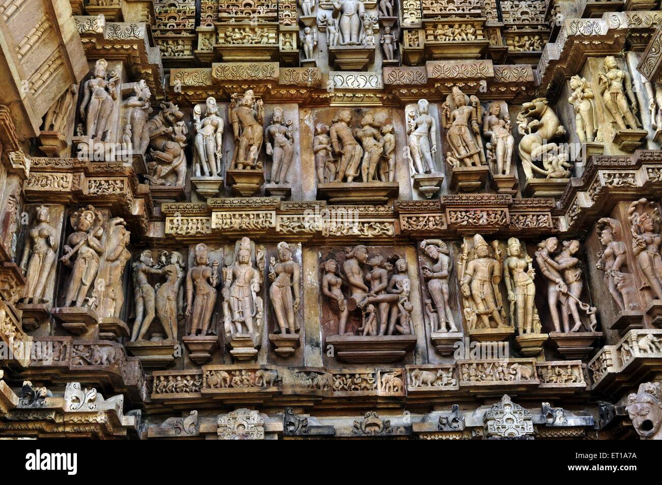 Human Sculptures at Lakshman Temple Khajuraho Madhya pradesh India Asia Stock Photo