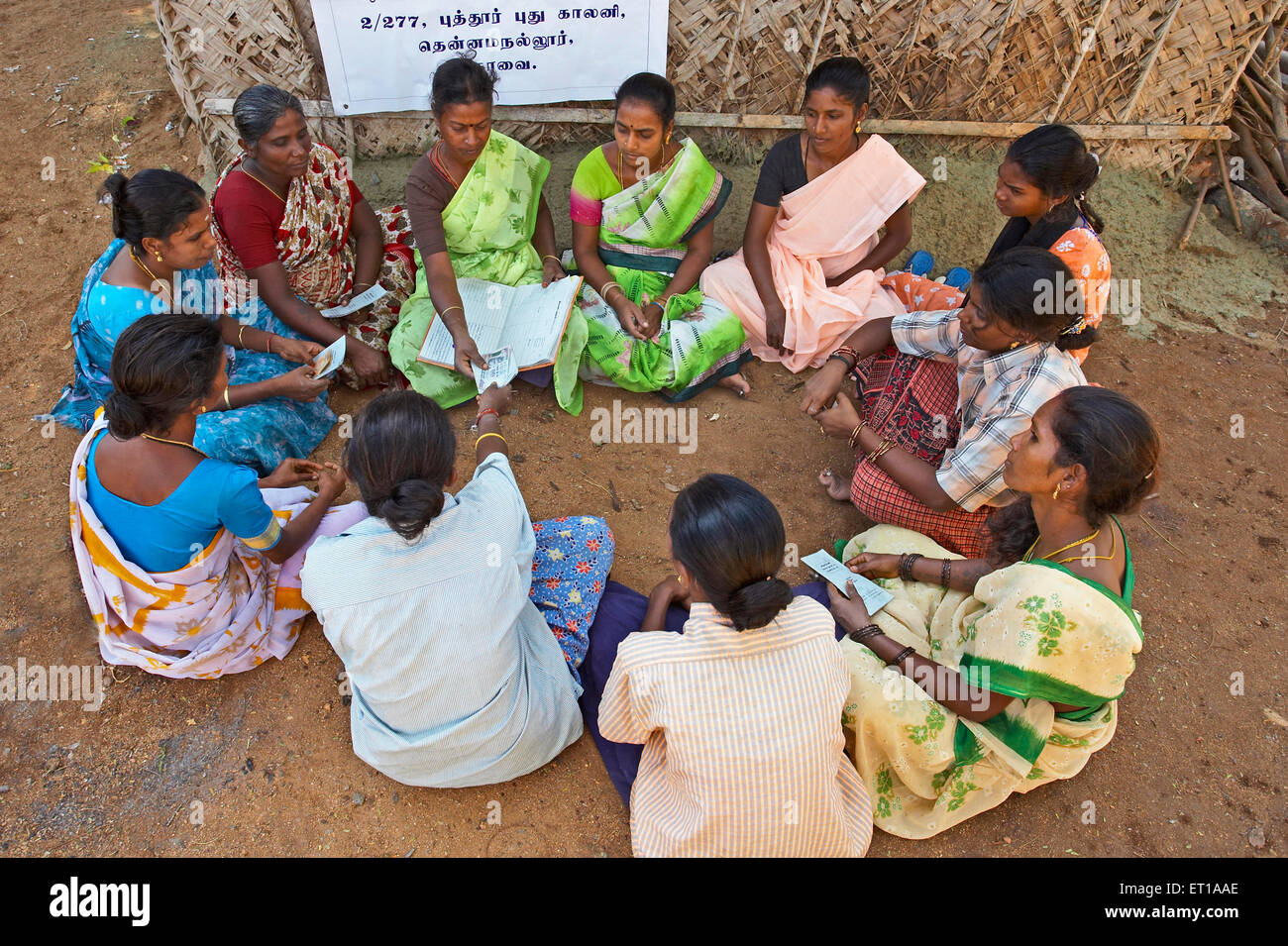Ladies volunteers collecting contributions, NGO, Chinmaya Organization of Rural Development, CORD, Deuladiha, Telkoi, Kendujhar, Orissa, Odisha, India Stock Photo