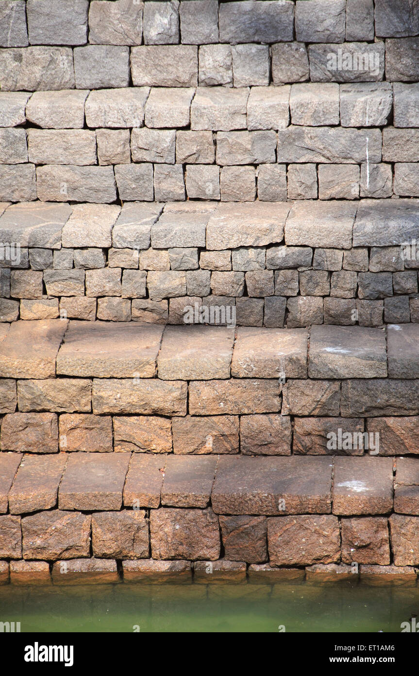 Janardhana Pushkarni stone steps ; Sri Mahakali Temple ; Ambalpadi temple ; Ambalpady ; Udupi ; Karnataka ; India Stock Photo