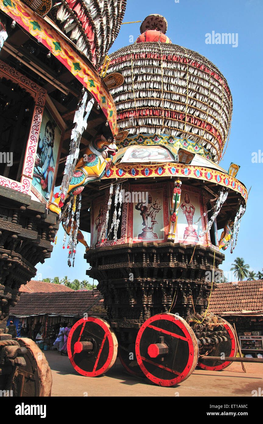 Wooden cart or rath of God at Shri Krishna Math temple ; Udipi ; Karnataka ; India - rvn 162788 Stock Photo