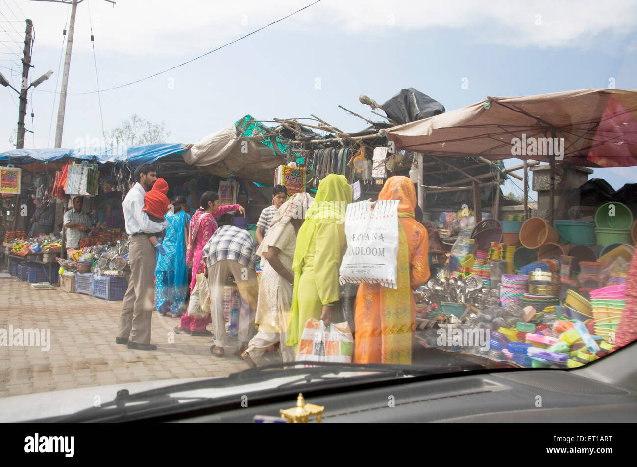 Indian Women shopping in local street market ; Hamir pur ; Himachal Pradesh ; India Stock Photo