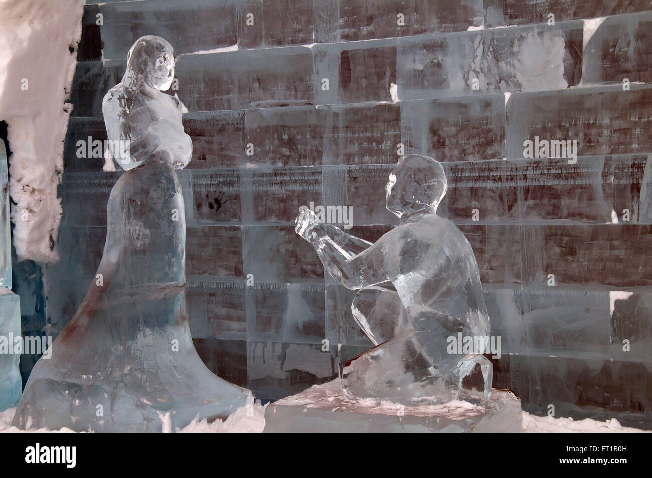 Ice Sculptures in Ice Hotel Kiruna Sweden Europe Stock Photo