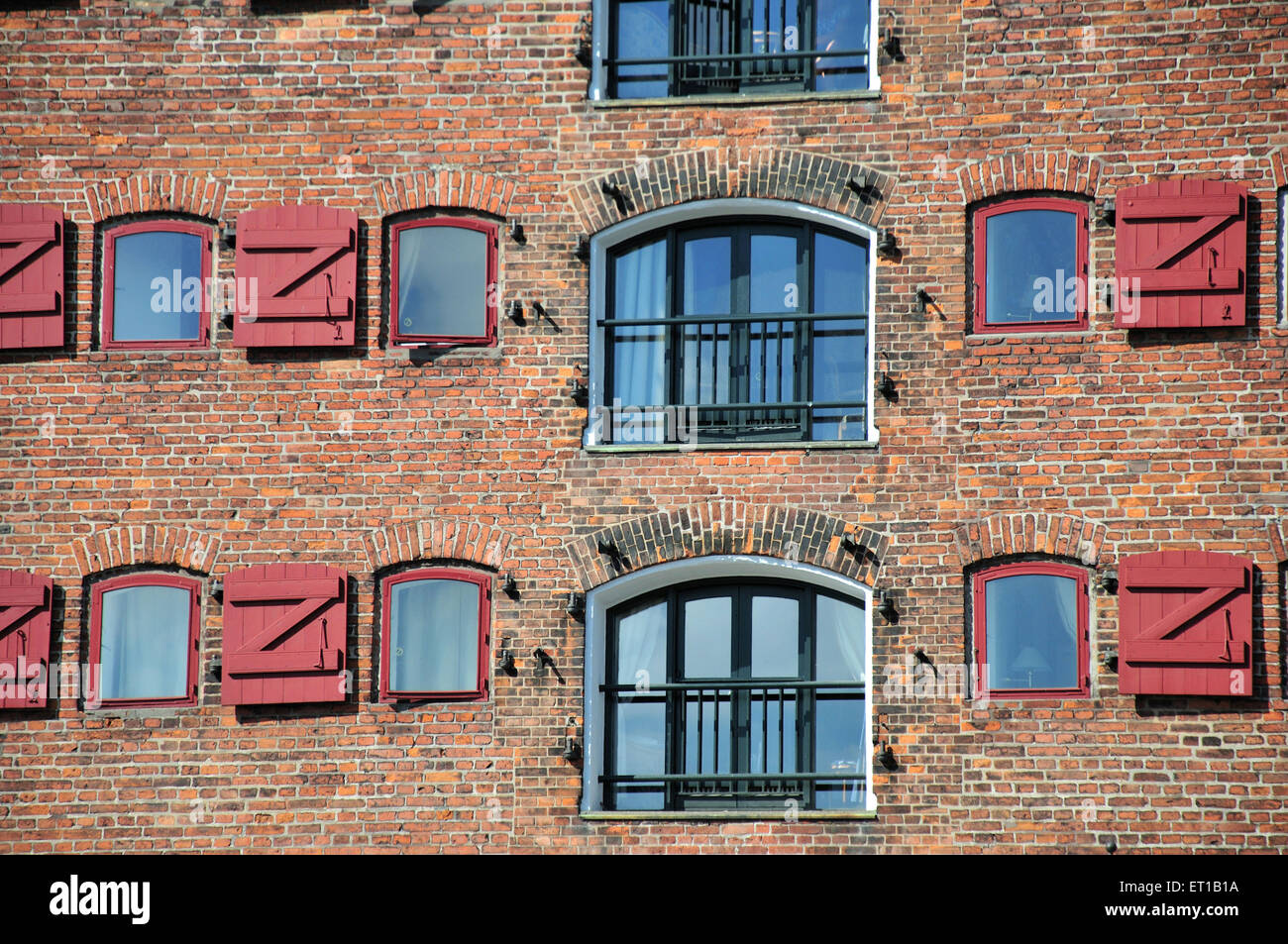 Brick wall and Windows of building denmark germany Stock Photo