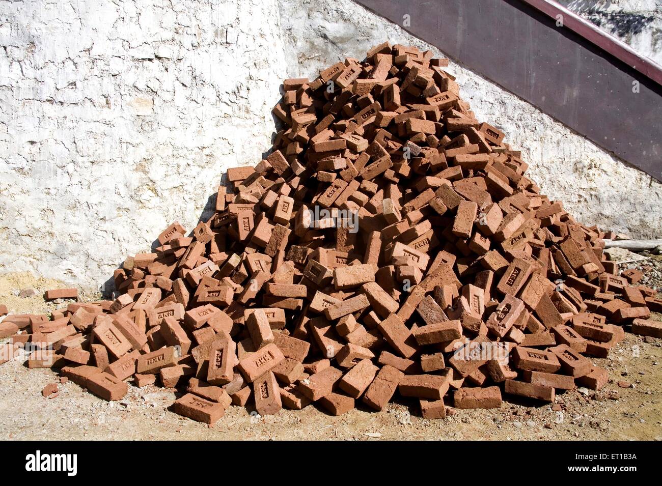 Heap of bricks, McLeod Ganj, McLeodganj, Little Lhasa, Dhasa, Dharamshala, Kangra district, Himachal Pradesh, India Stock Photo