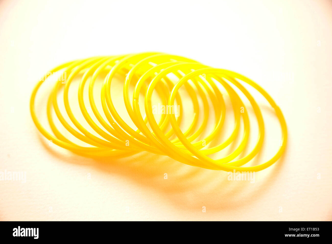 Yellow color glass bangles Stock Photo