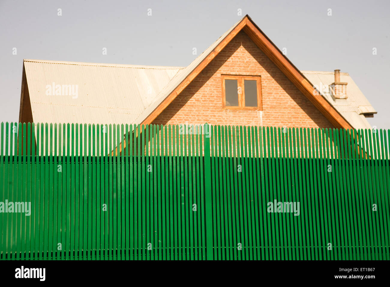 Green fence of bungalow ; Srinagar ; Kashmir ; Jammu and Kashmir ; India ; Asia Stock Photo
