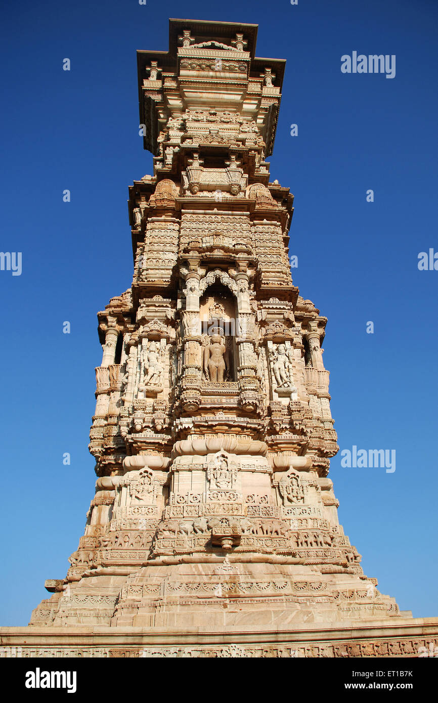Kirti stambha or tower of fame ; Chittorgarh ; Rajasthan ; India Stock Photo