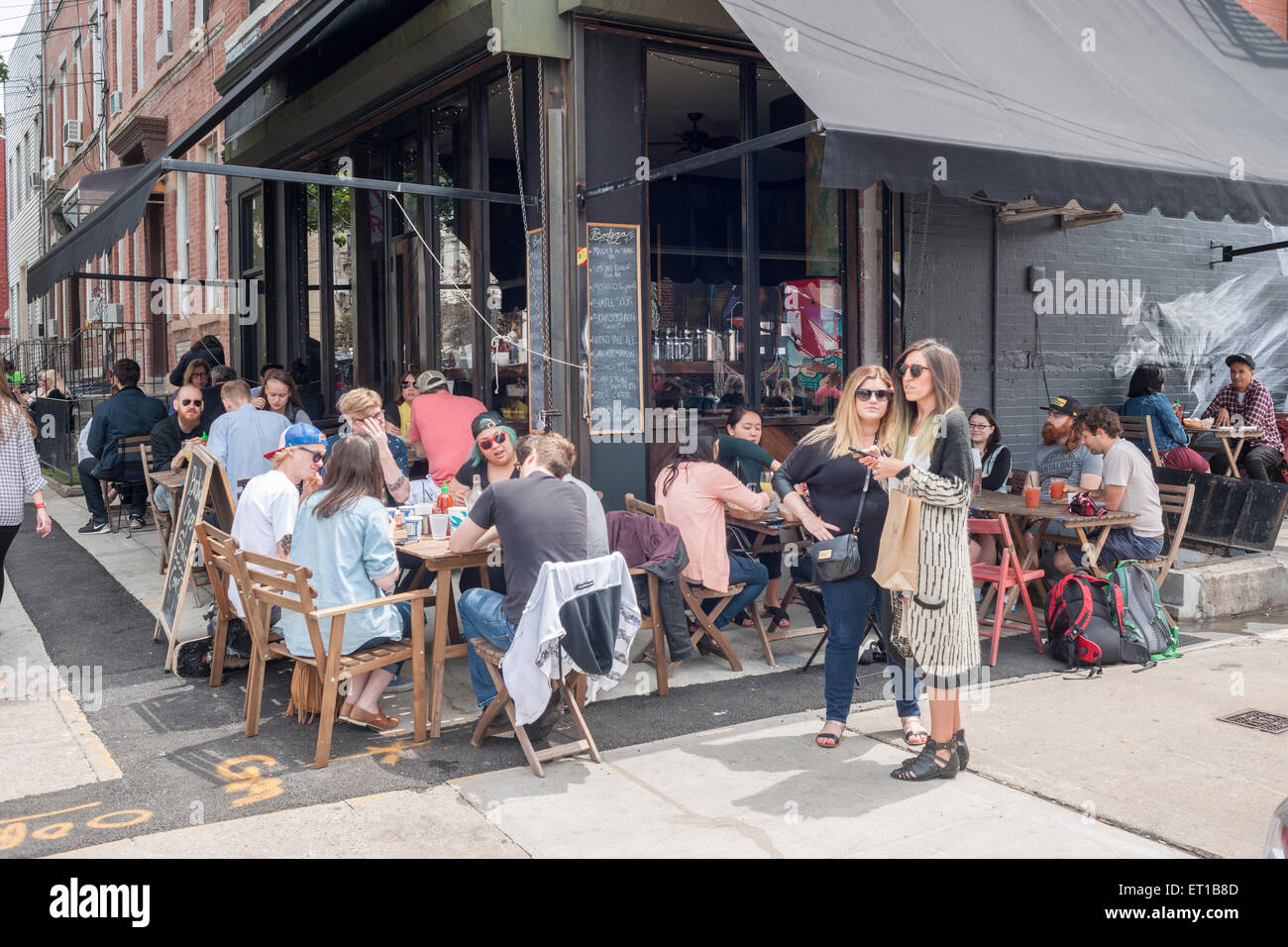 Outdoor dining in Bushwick, Brooklyn in New York during the annual