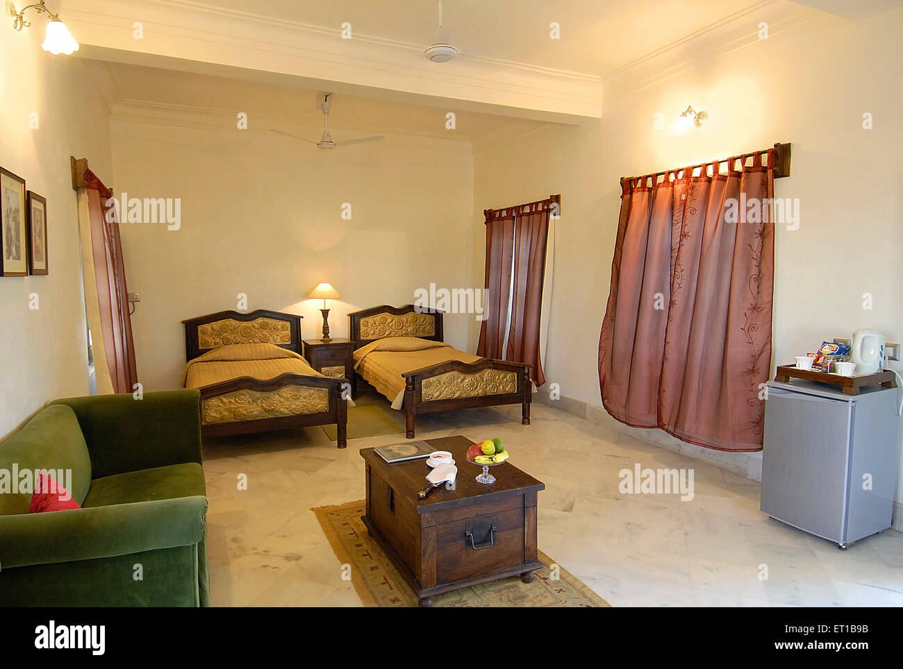 Bedroom ; Rawla Jojawar ; Boutique Heritage Hotel ; Kundal ; Jojawar ; Marwar ; Rajasthan ; India ; Indian ; PR#746B Stock Photo