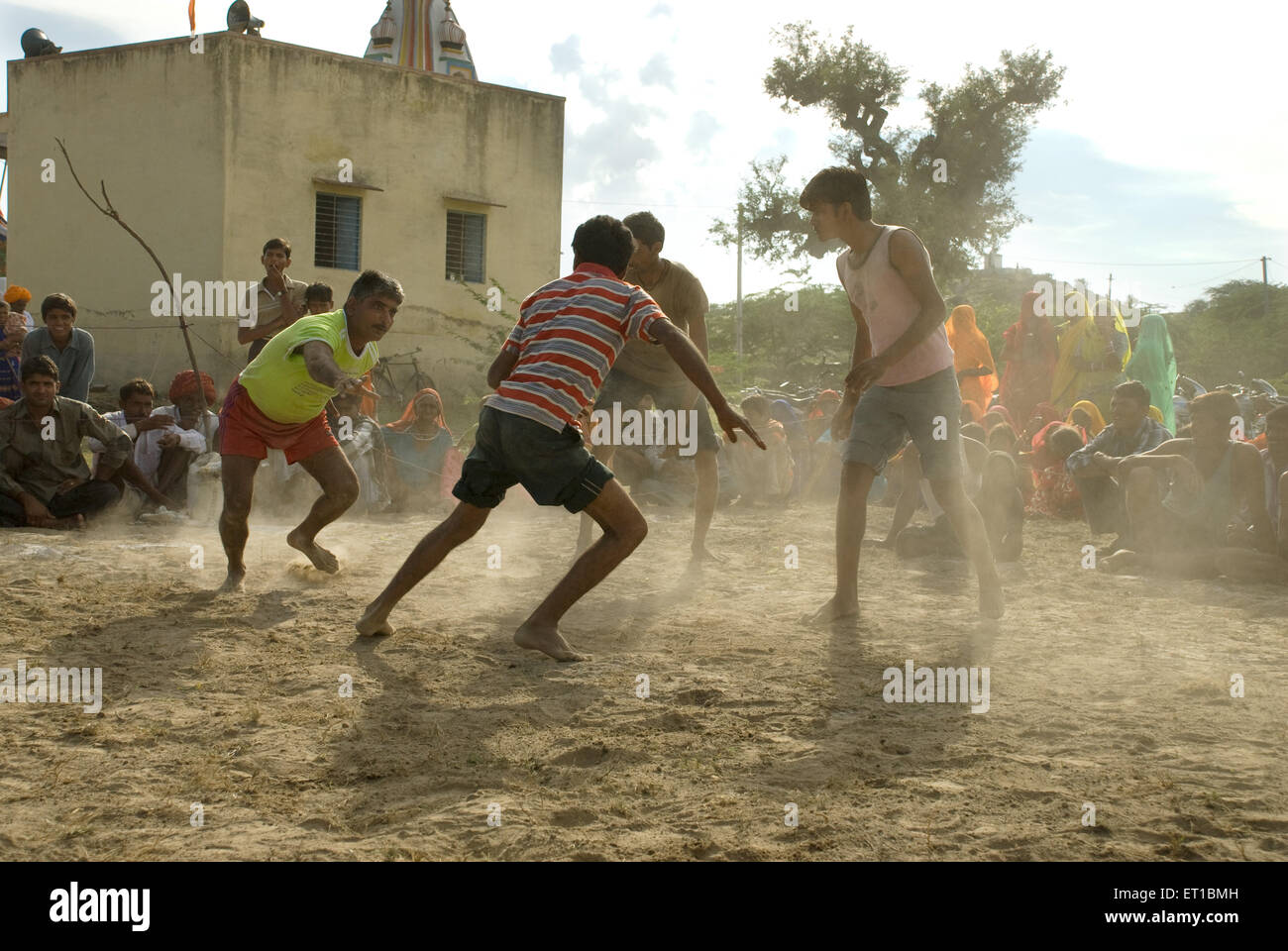 Men playing kabbadi in village ; Rajasthan ; India NOMR Stock Photo