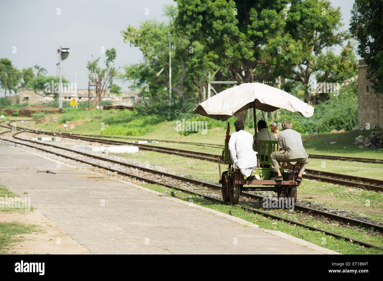 Railway track checker ; Khamli Ghat ; Khambli Ghat ; Kamalighat ; Rajasthan ; India Stock Photo